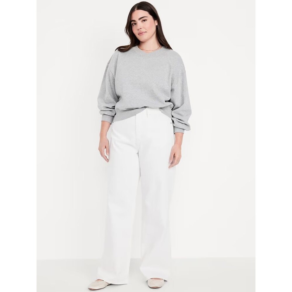 Old Navy Wide-Leg Jeans Womens 16 Petite White Extra High Rise NEW